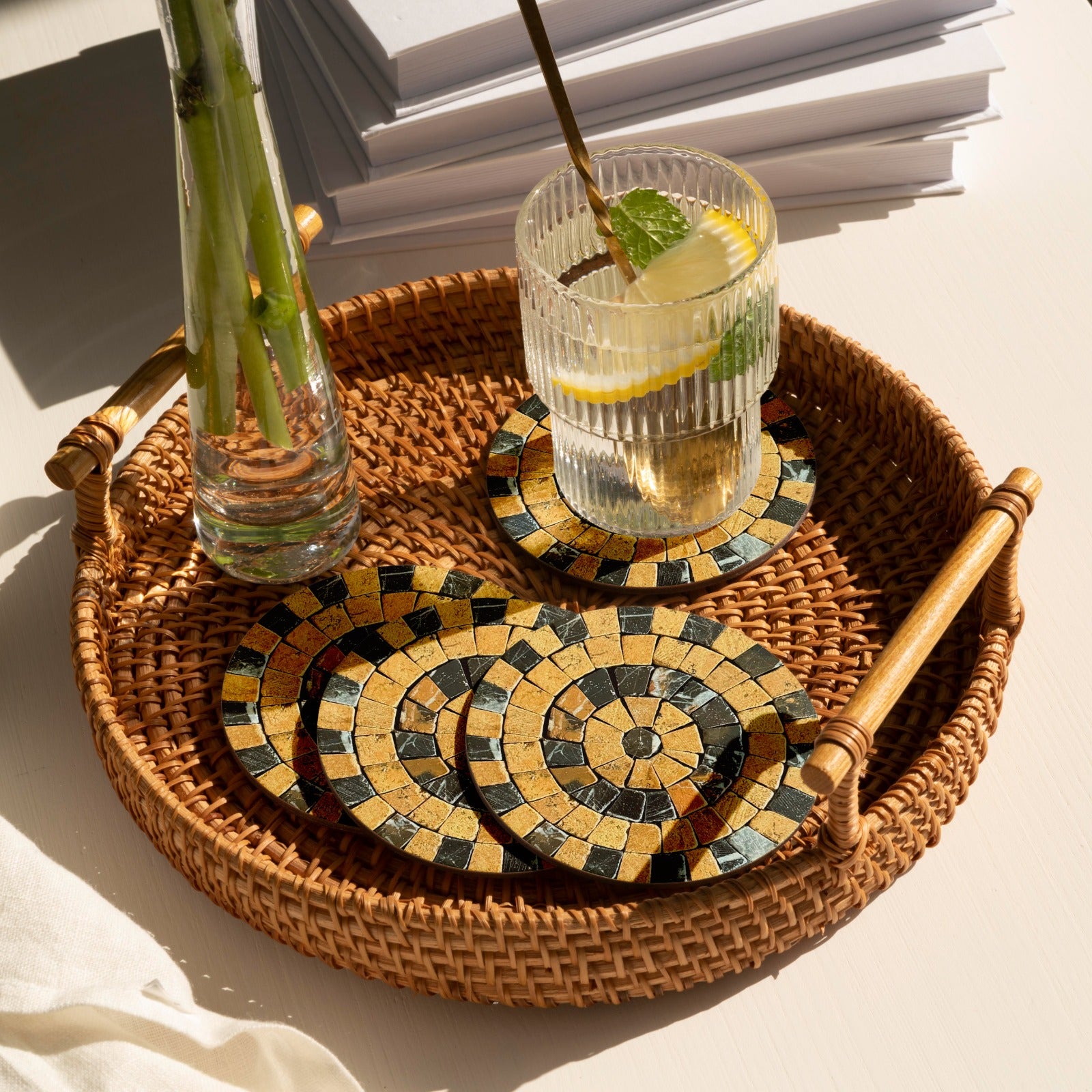 Golden Shadow Handmade Coaster for Antique Home Decor